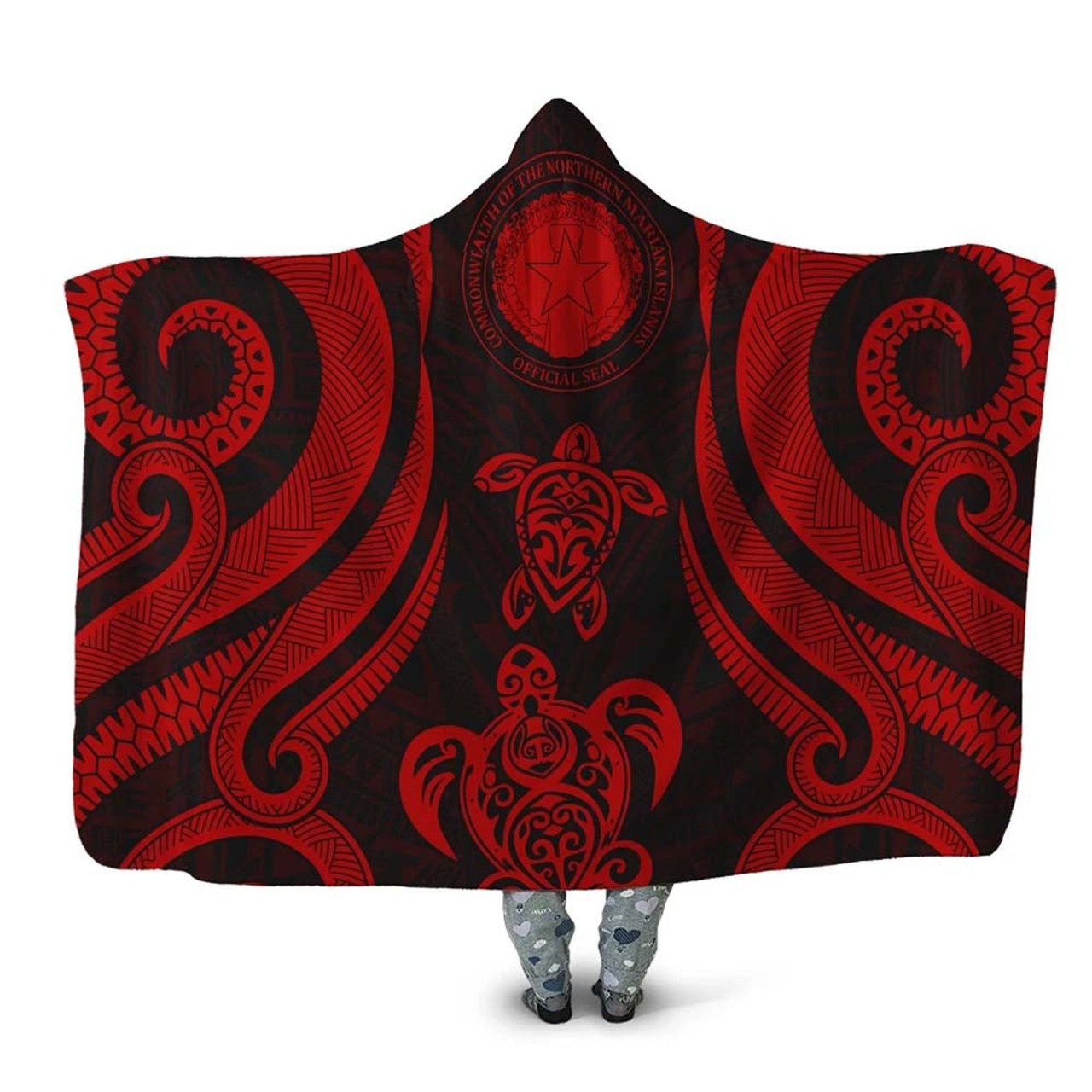 Northern Mariana Islands Hooded Blanket - Red Tentacle Turtle 1