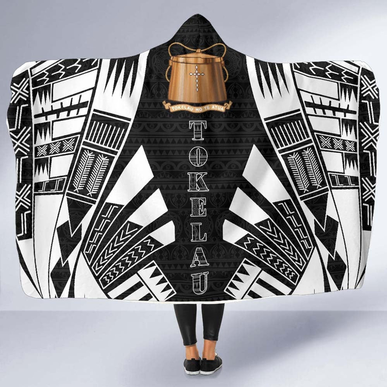 Tokelau Hooded Blanket - Polynesian Tattoo Black 5