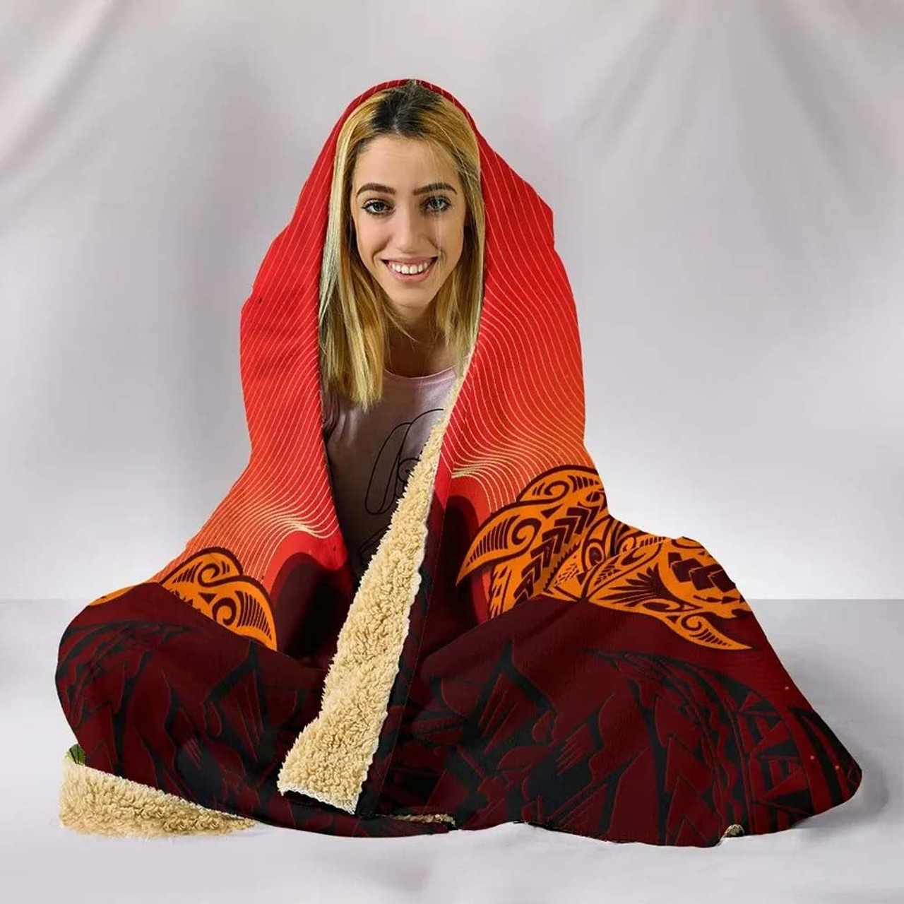 Fiji Hooded Blanket - Tribal Tuna FIsh 1