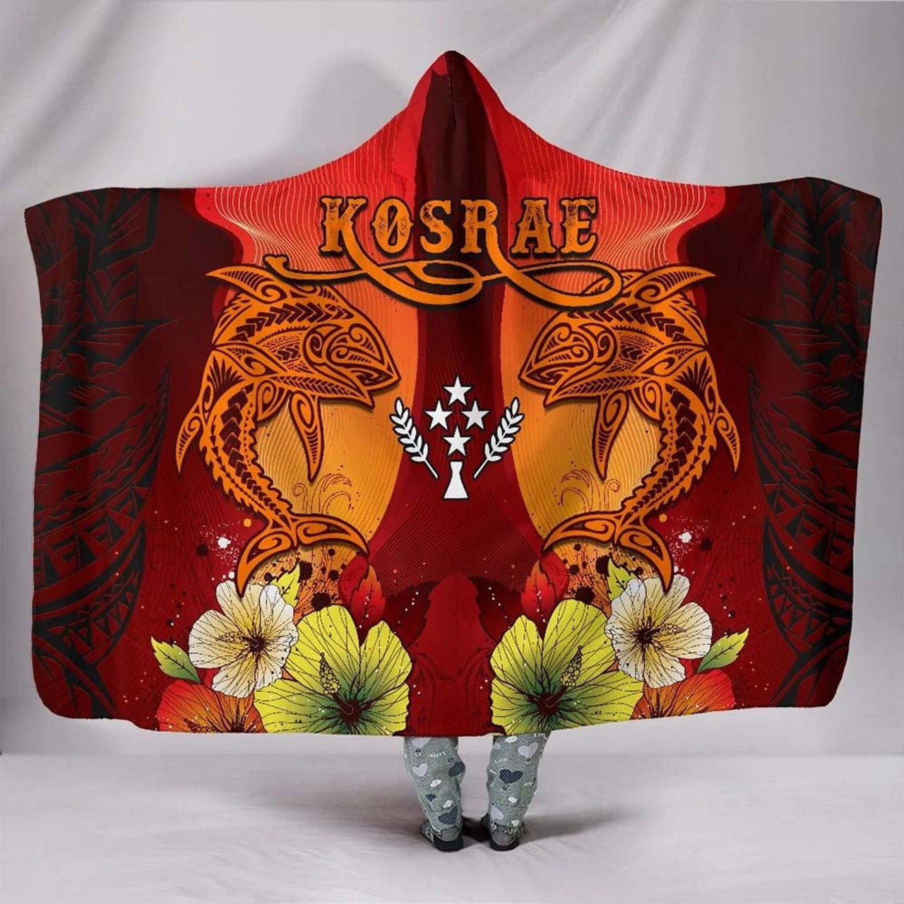Kosrae Hooded Blankets - Tribal Tuna Fish 1