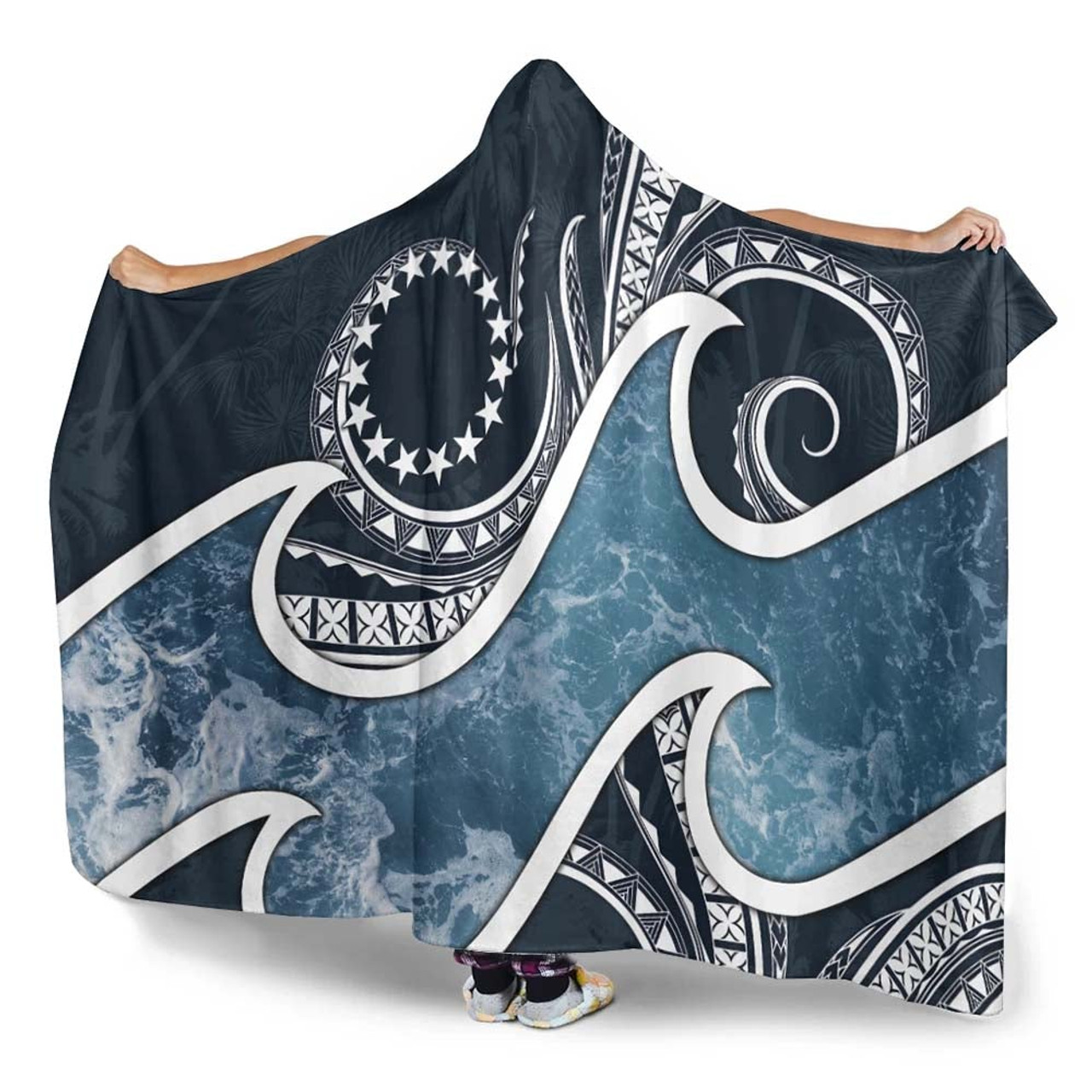 Cook Islands Polynesian Hooded Blanket - Ocean Style 3