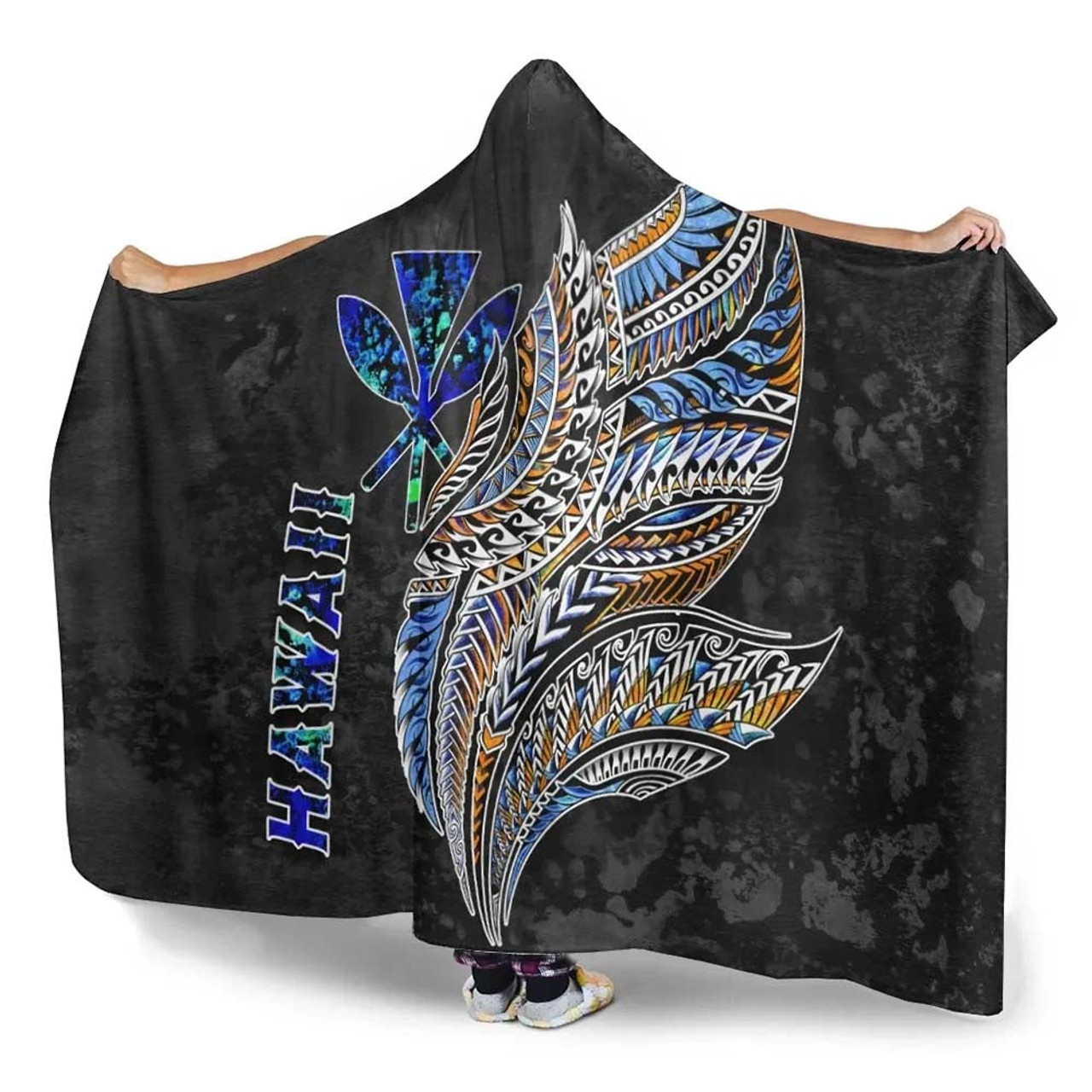 Polynesian Hawaii Hooded Blanket - Polynesian Wings 3