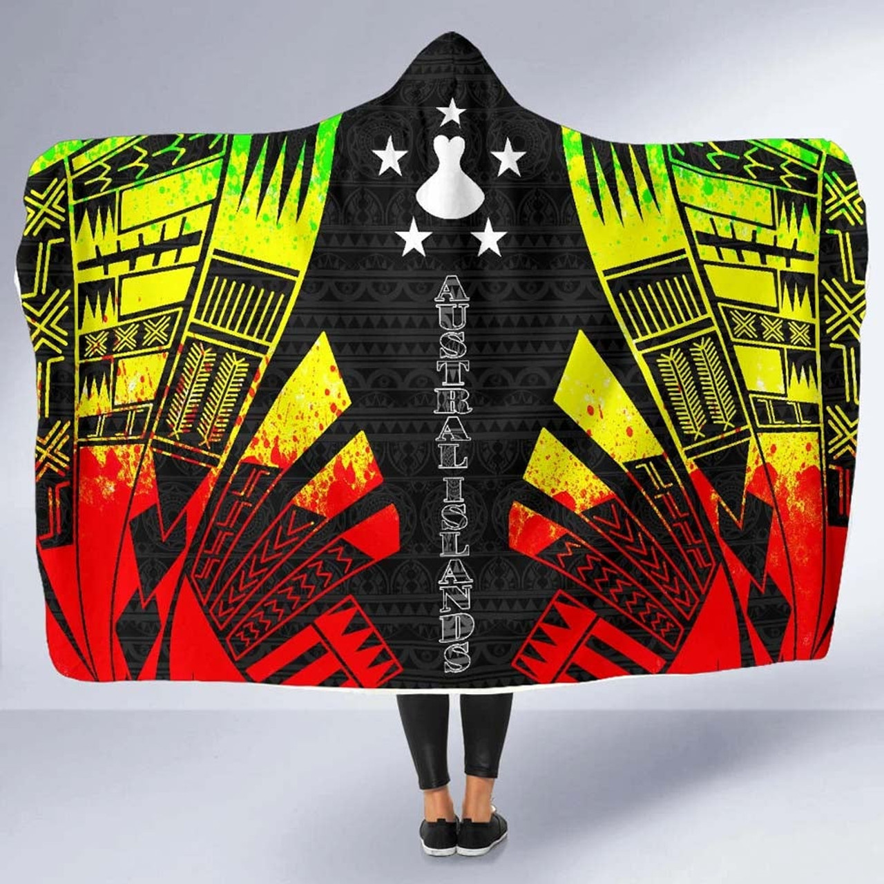 Austral Islands Hooded Blanket - Polynesian Tattoo Reggae 5