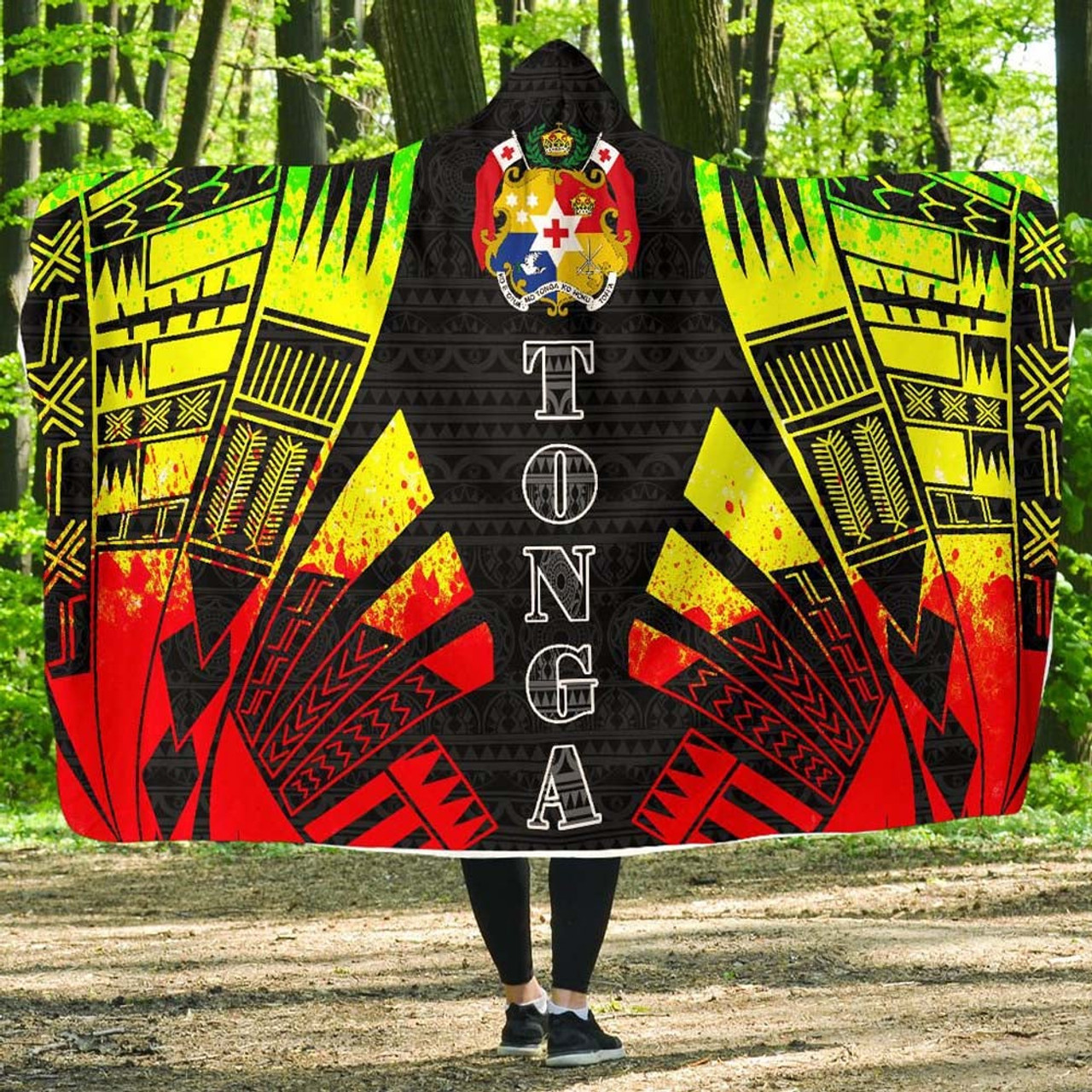 Tonga Hooded Blanket - Polynesian Tattoo Reggae 1