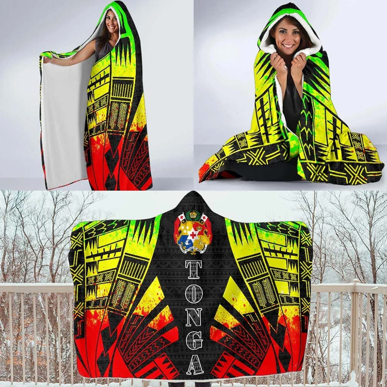 Tonga Hooded Blanket - Polynesian Tattoo Reggae 4