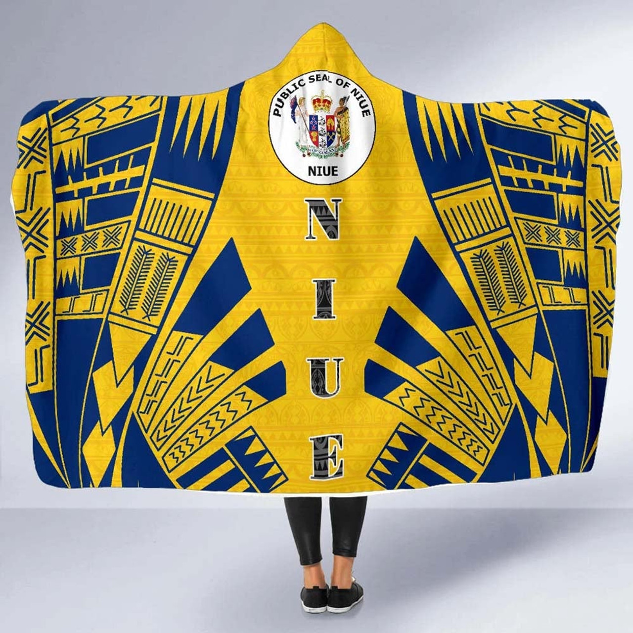 Niue Hooded Blanket - Polynesian Tattoo Flag 5