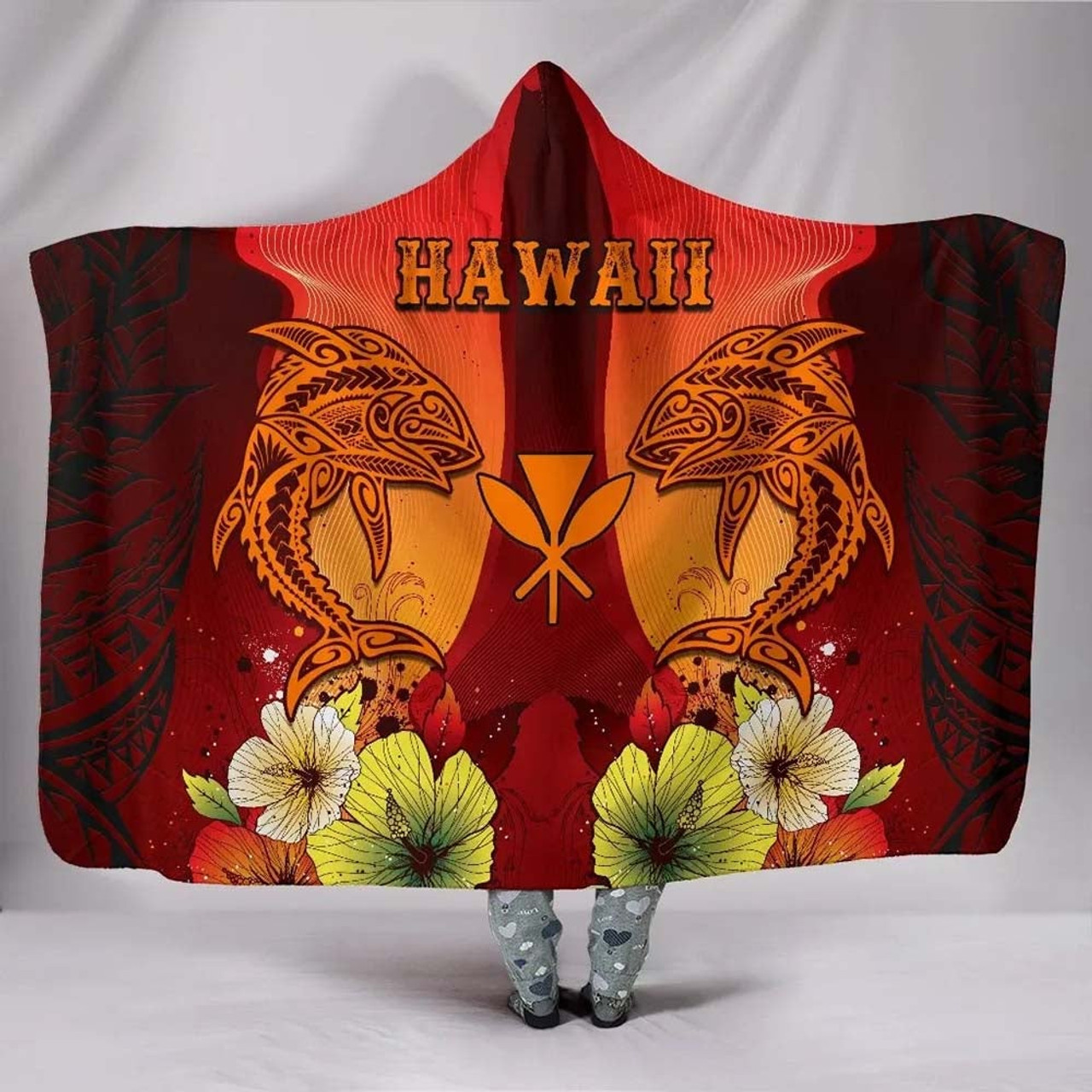 Hawaii Hooded Blankets - Tribal Tuna Fish 1