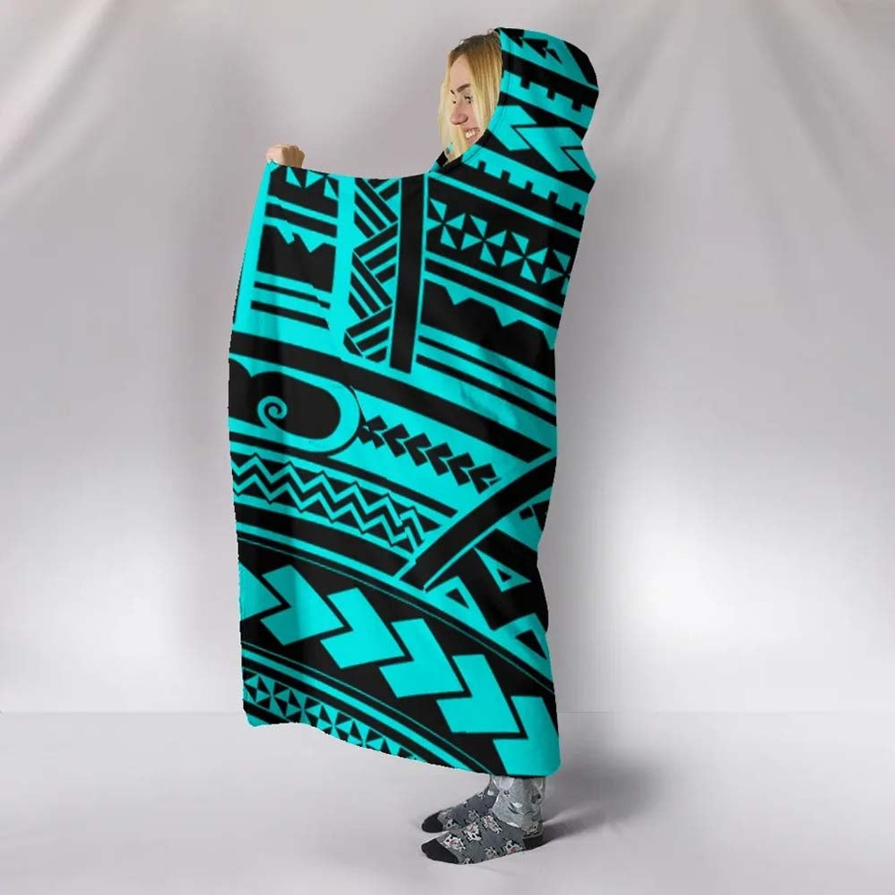 Polynesian Tribal Hooded Blanket 4