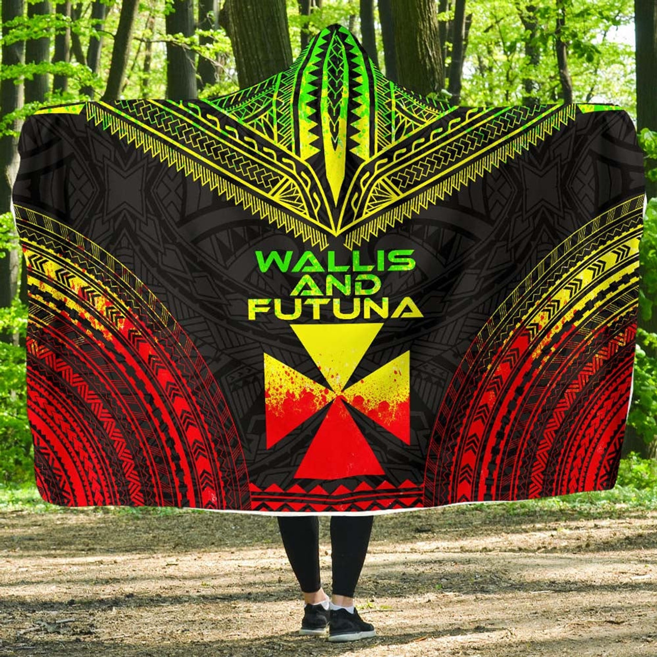 Wallis And Futuna Polynesian Chief Hooded Blanket - Reggae Version 1