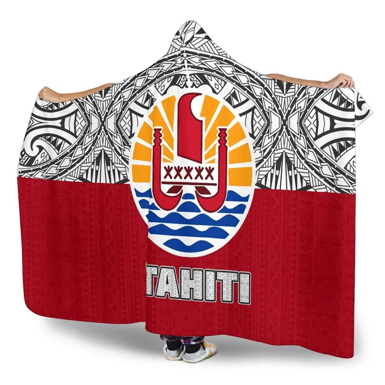 Tahiti Hooded Blanket - Polynesian Design 3
