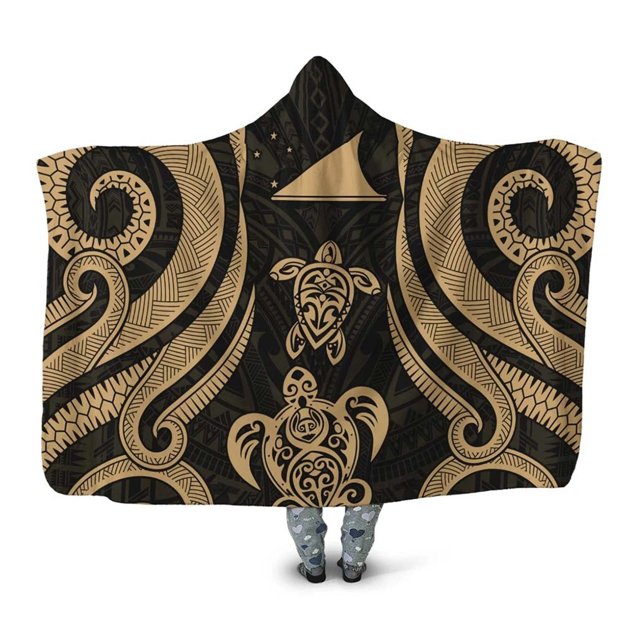 Tokelau Hooded Blanket - Gold Tentacle Turtle 1