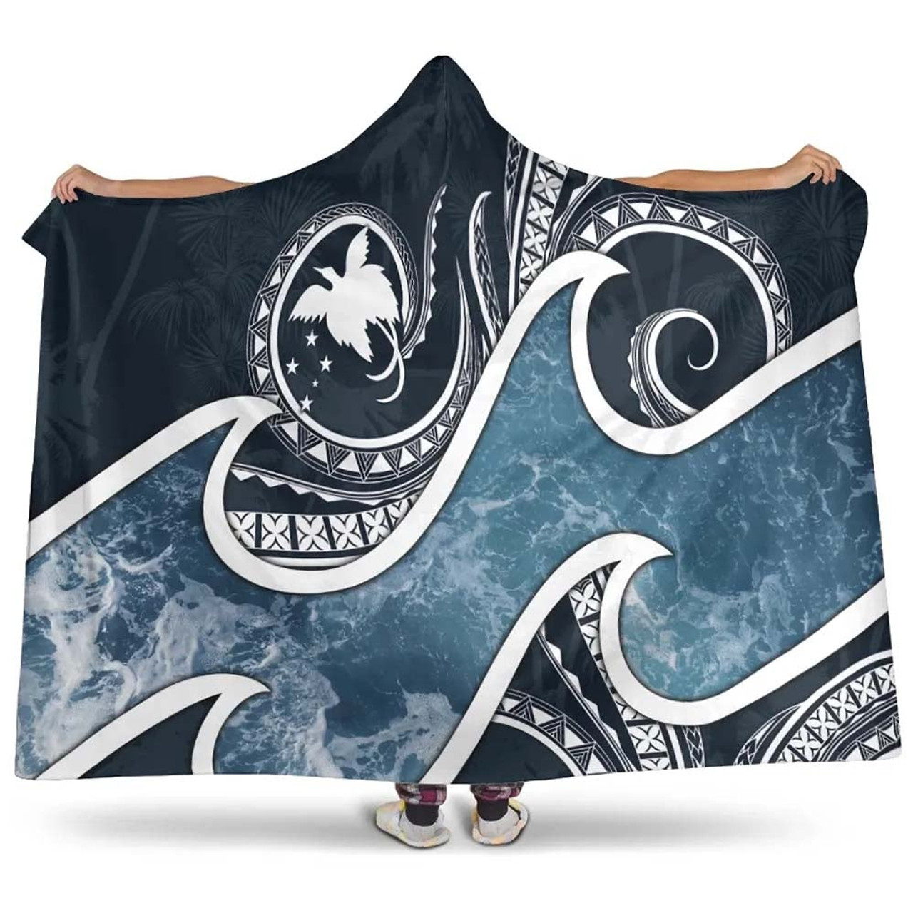 Papua New Guinea Polynesian Hooded Blanket - Ocean Style