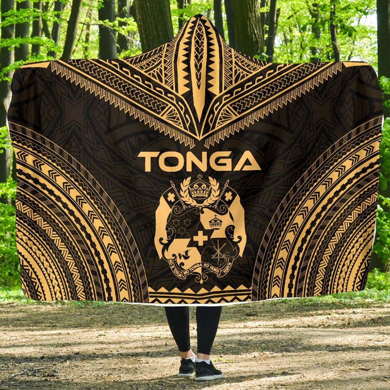 Tonga Polynesian Chief Hooded Blanket - Gold Version 1