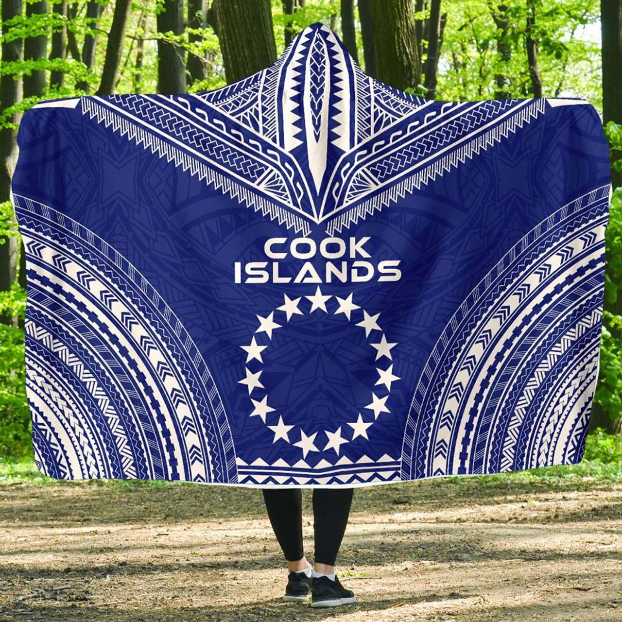 Cook Islands Flag Polynesian Chief Hooded Blanket 1