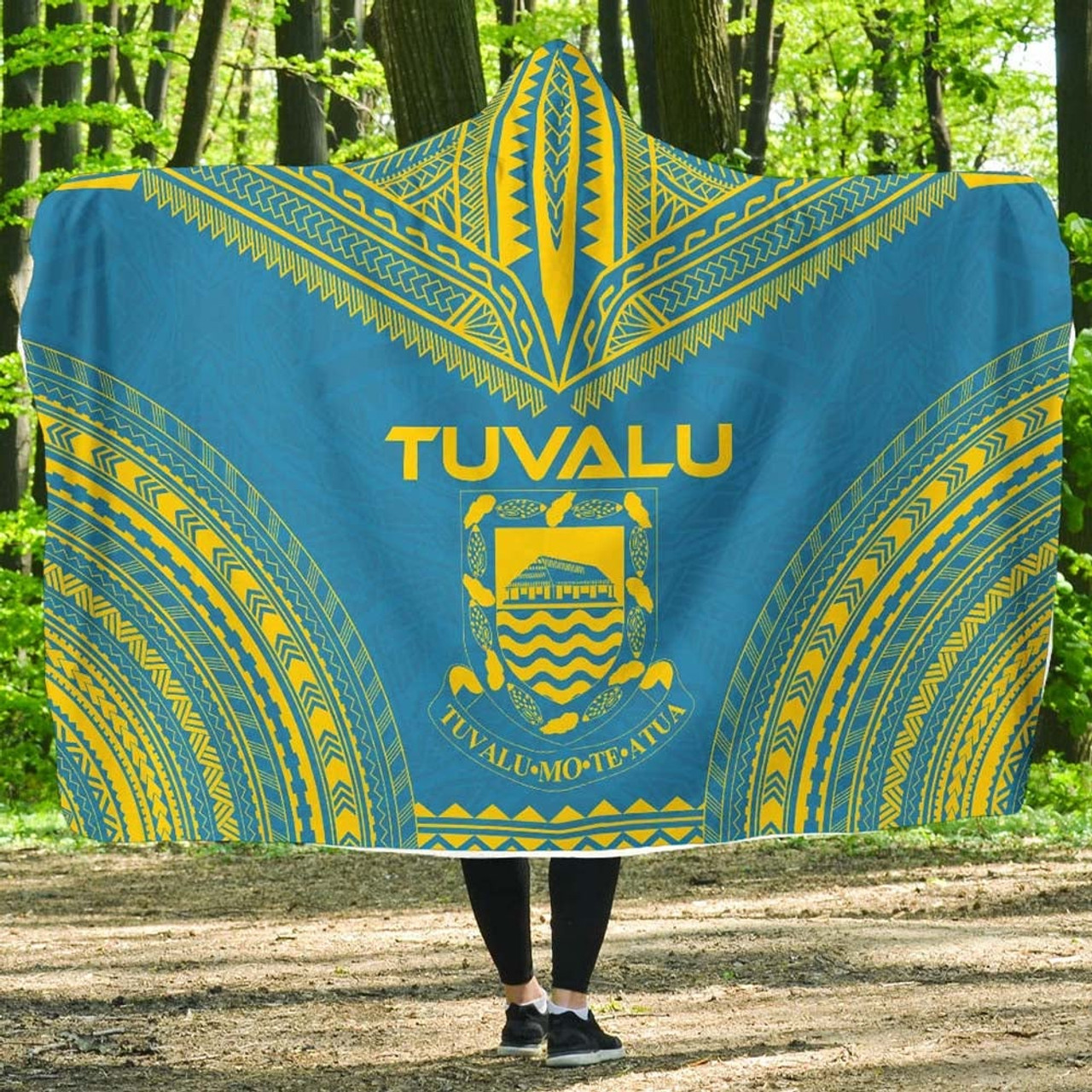 Tuvalu Flag Polynesian Chief Hooded Blanket 1