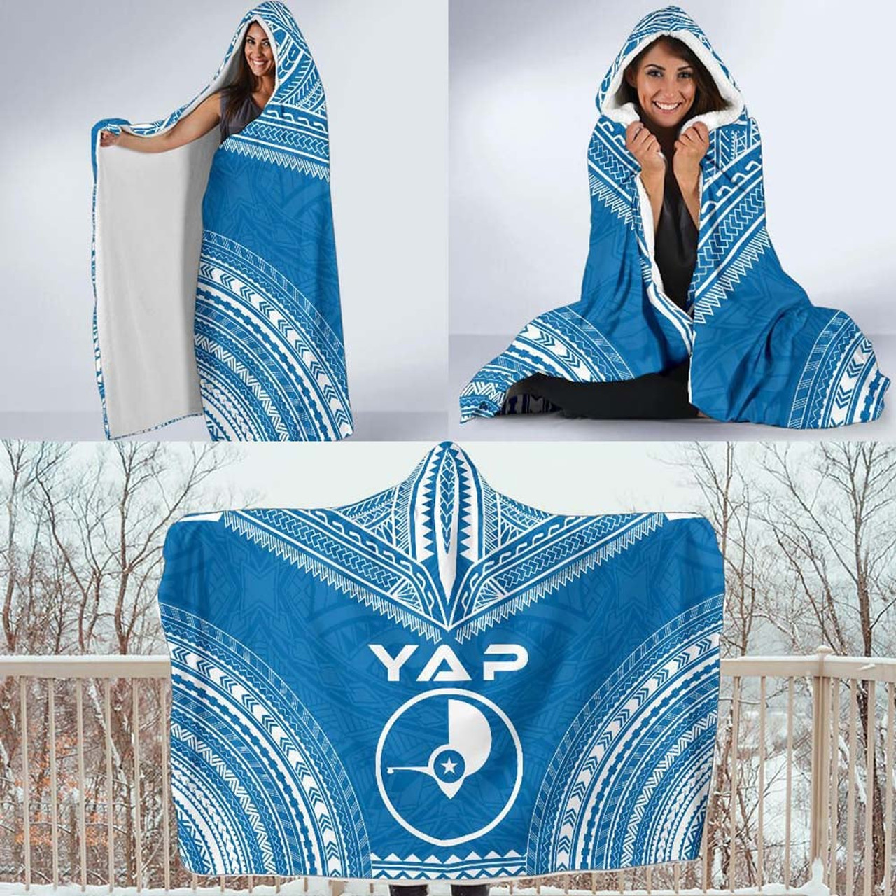 Yap Flag Polynesian Chief Hooded Blanket 4