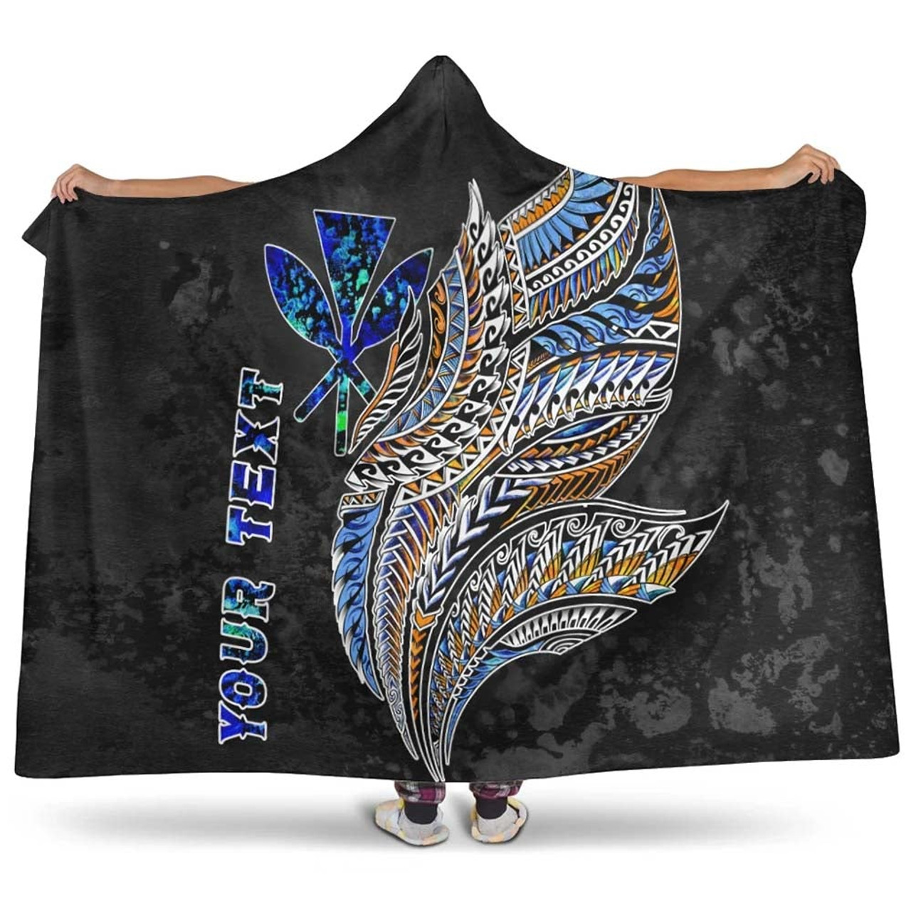 Polynesian Hawaii Custom Personalised Hooded Blanket - Polynesian Wings 1