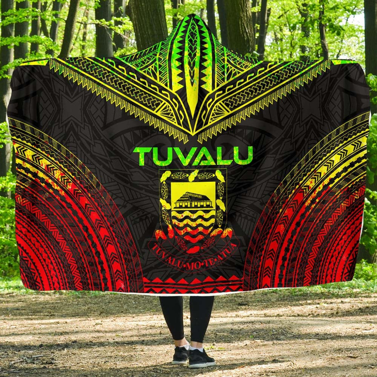 Tuvalu Polynesian Chief Hooded Blanket - Reggae Version 1