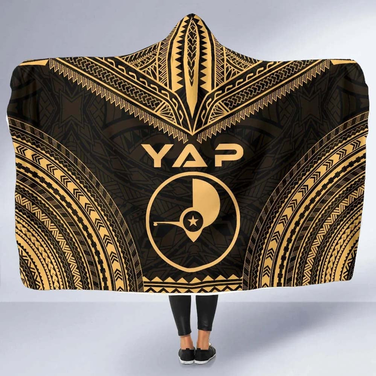 Yap Polynesian Chief Hooded Blanket - Gold Version 5