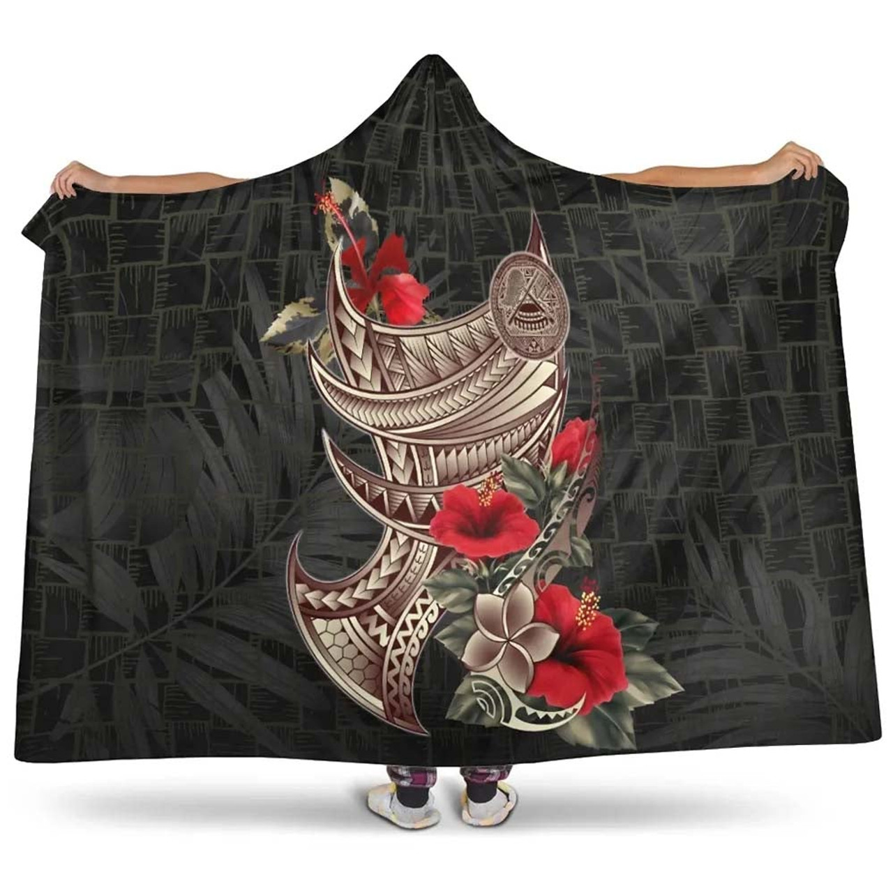 American Samoa Hooded Blanket - Polynesian Tribal Vintage Style 1