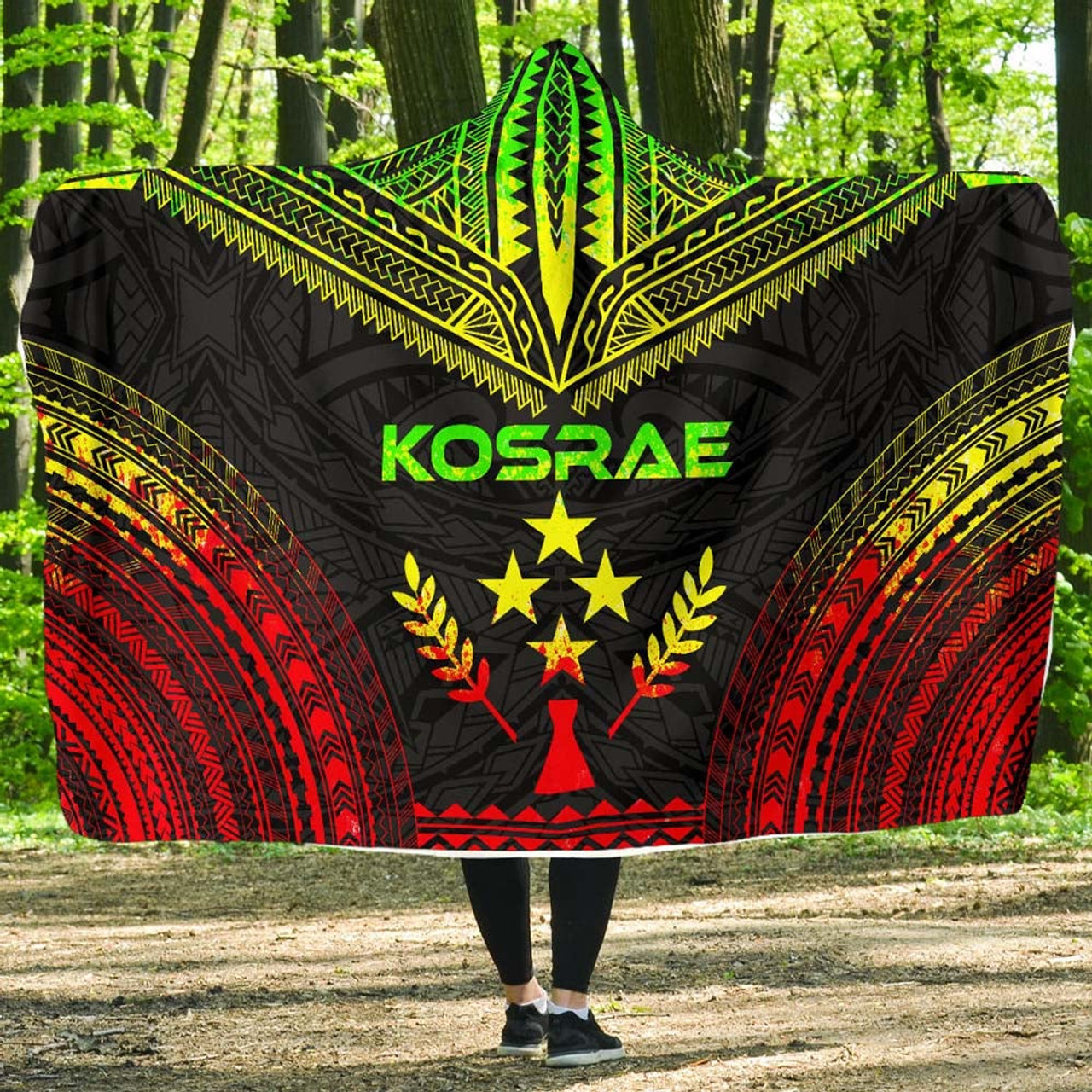 Kosrae Polynesian Chief Hooded Blanket - Reggae Version 1