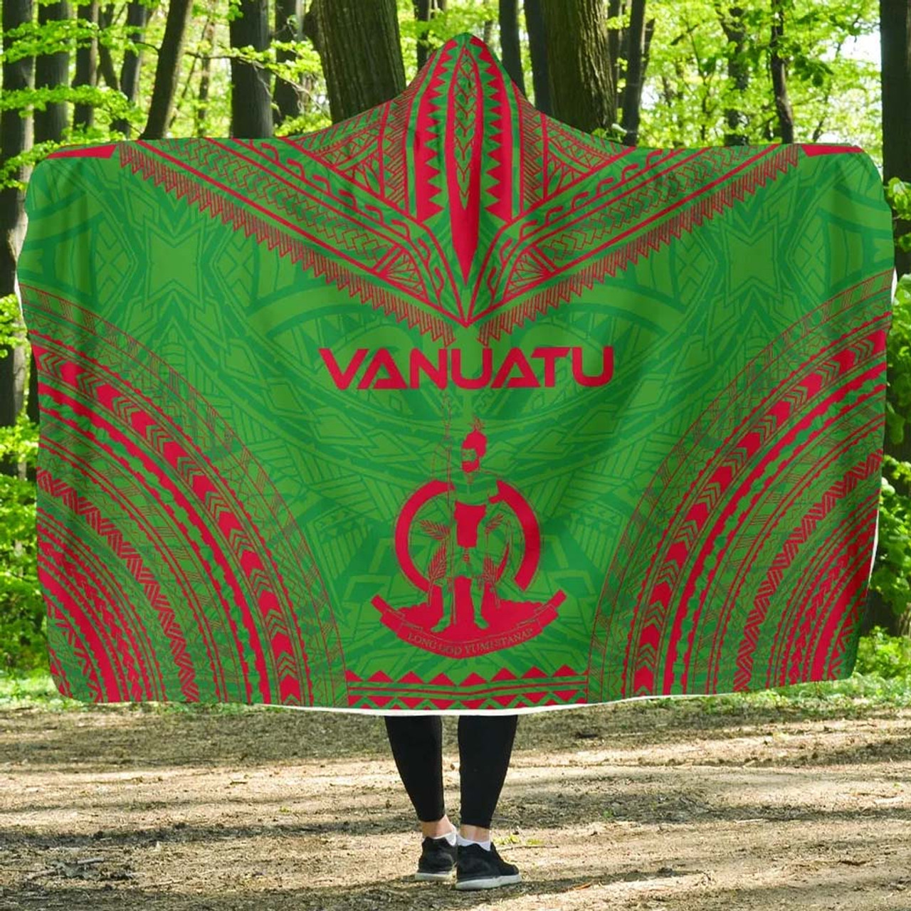 Vanuatu Flag Polynesian Chief Hooded Blanket 1