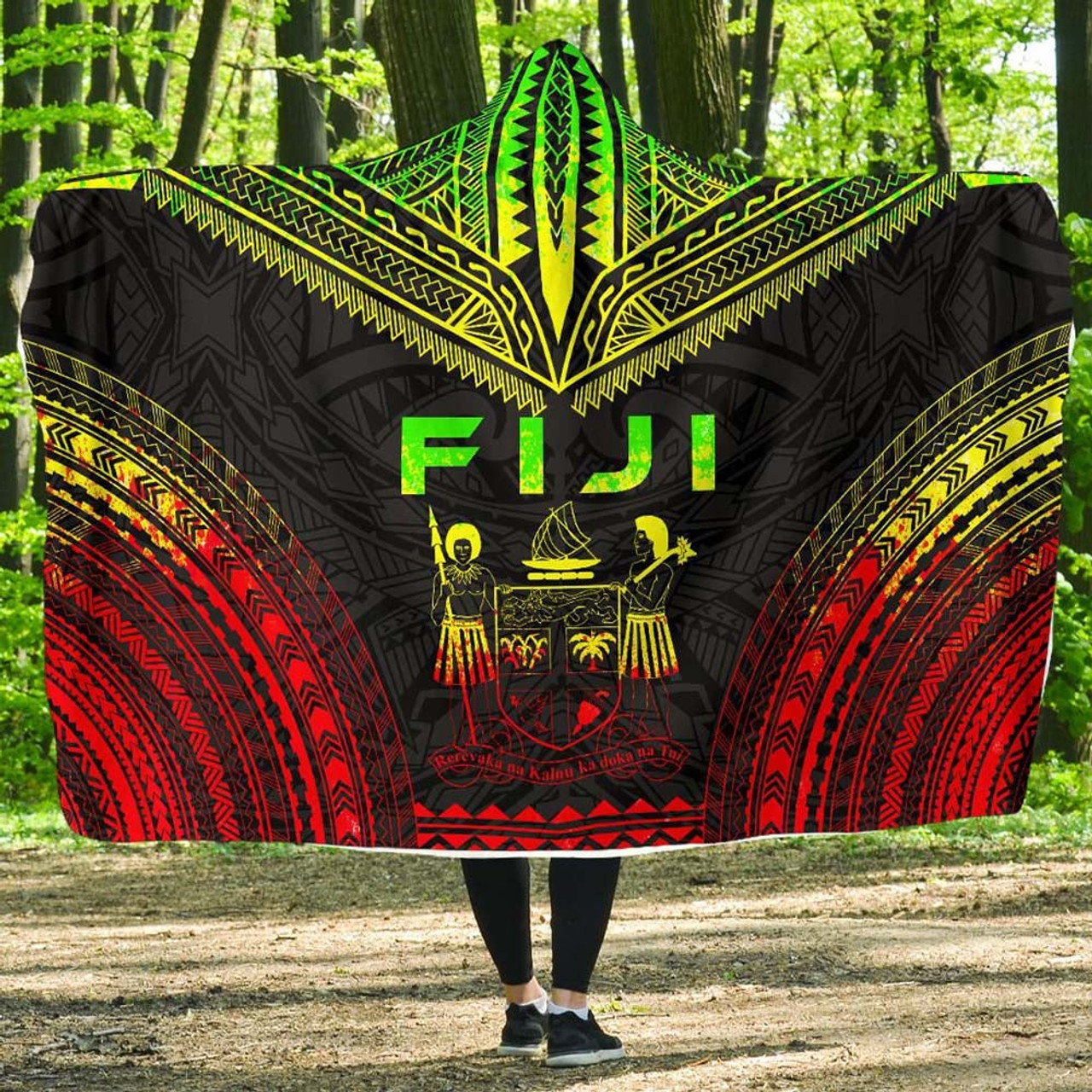 Fiji Polynesian Chief Hooded Blanket - Reggae Version 1