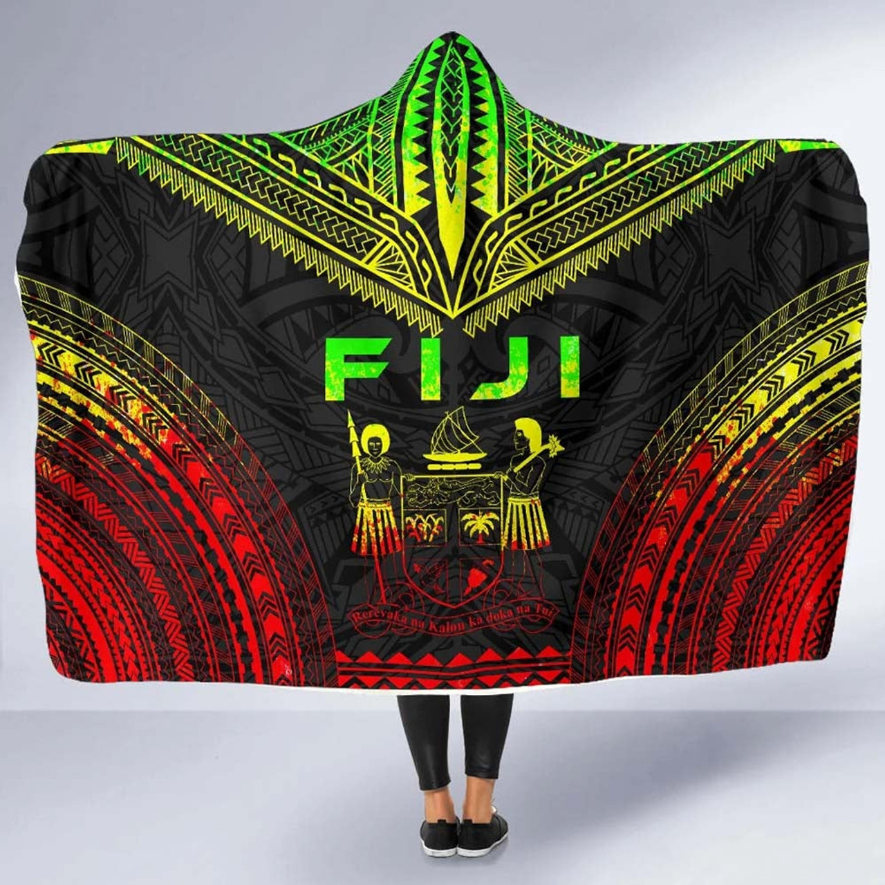 Fiji Polynesian Chief Hooded Blanket - Reggae Version 5