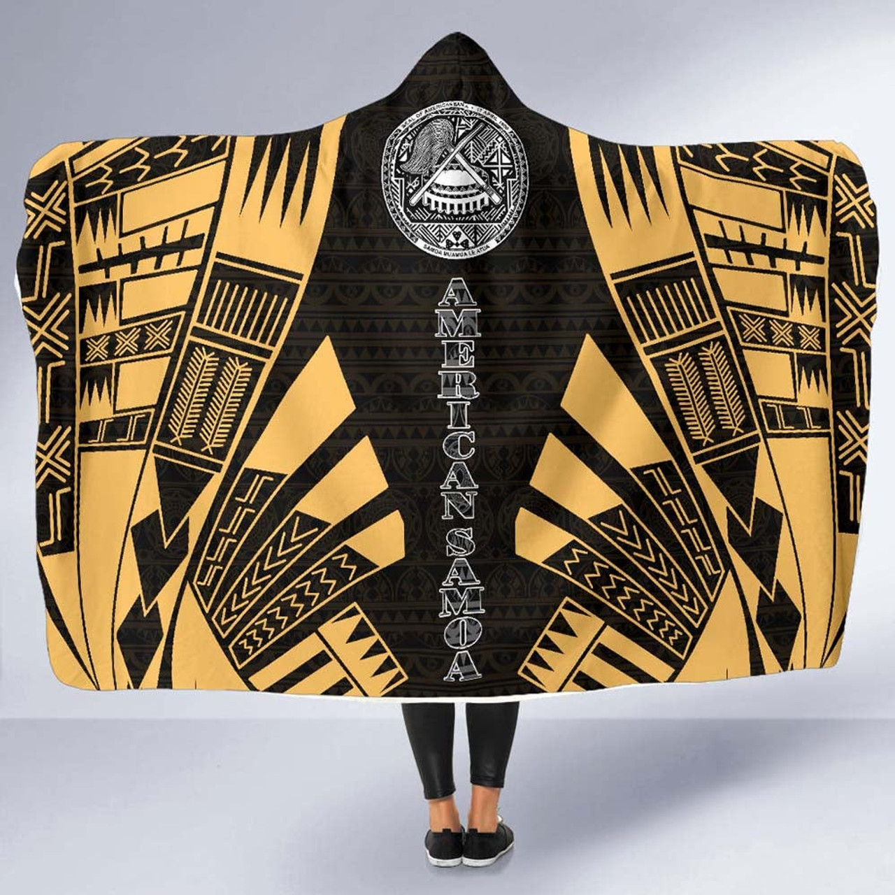 American Samoa Hooded Blanket - Polynesian Tattoo Gold 5