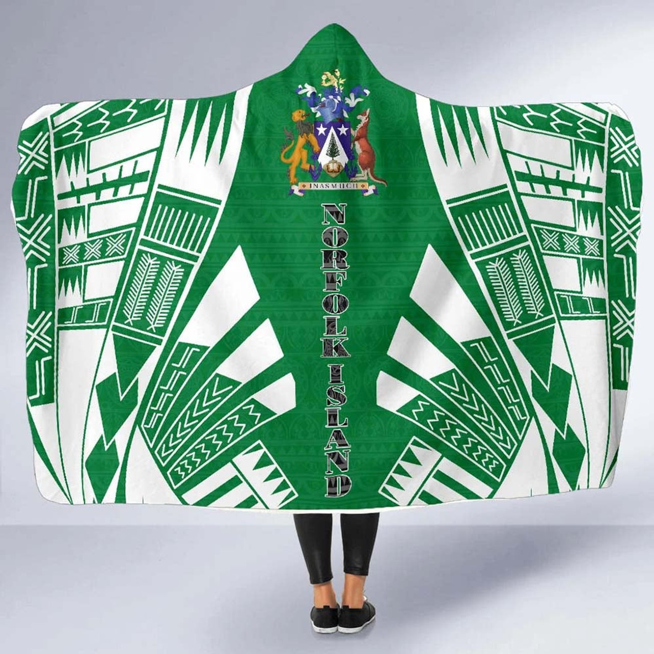 Norfolk Island Hooded Blanket - Polynesian Tattoo Flag 5