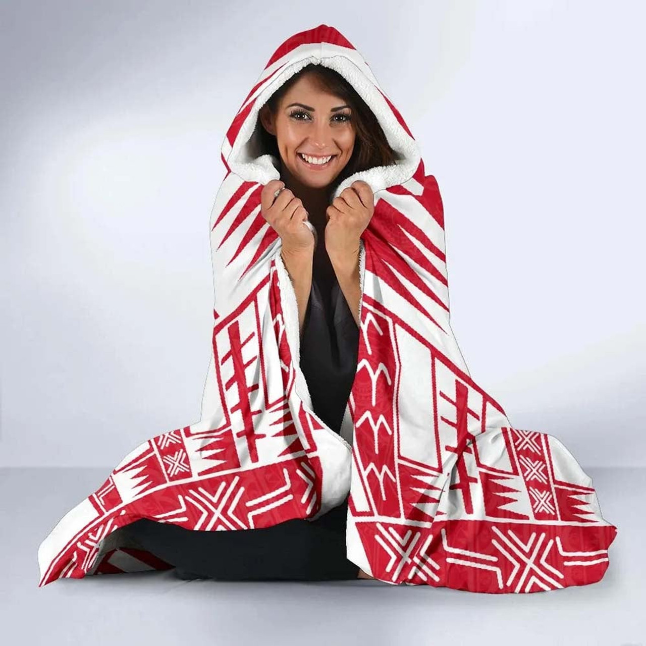 Hawaii Hooded Blanket - Polynesian Tattoo Flag 3