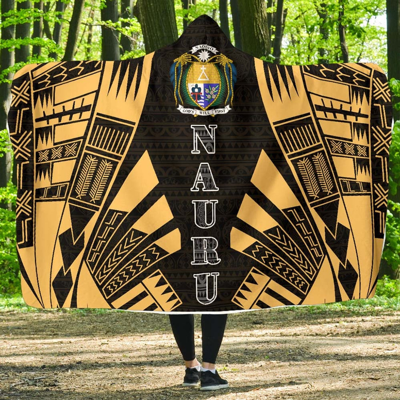 Nauru Hooded Blanket - Polynesian Tattoo Gold 1