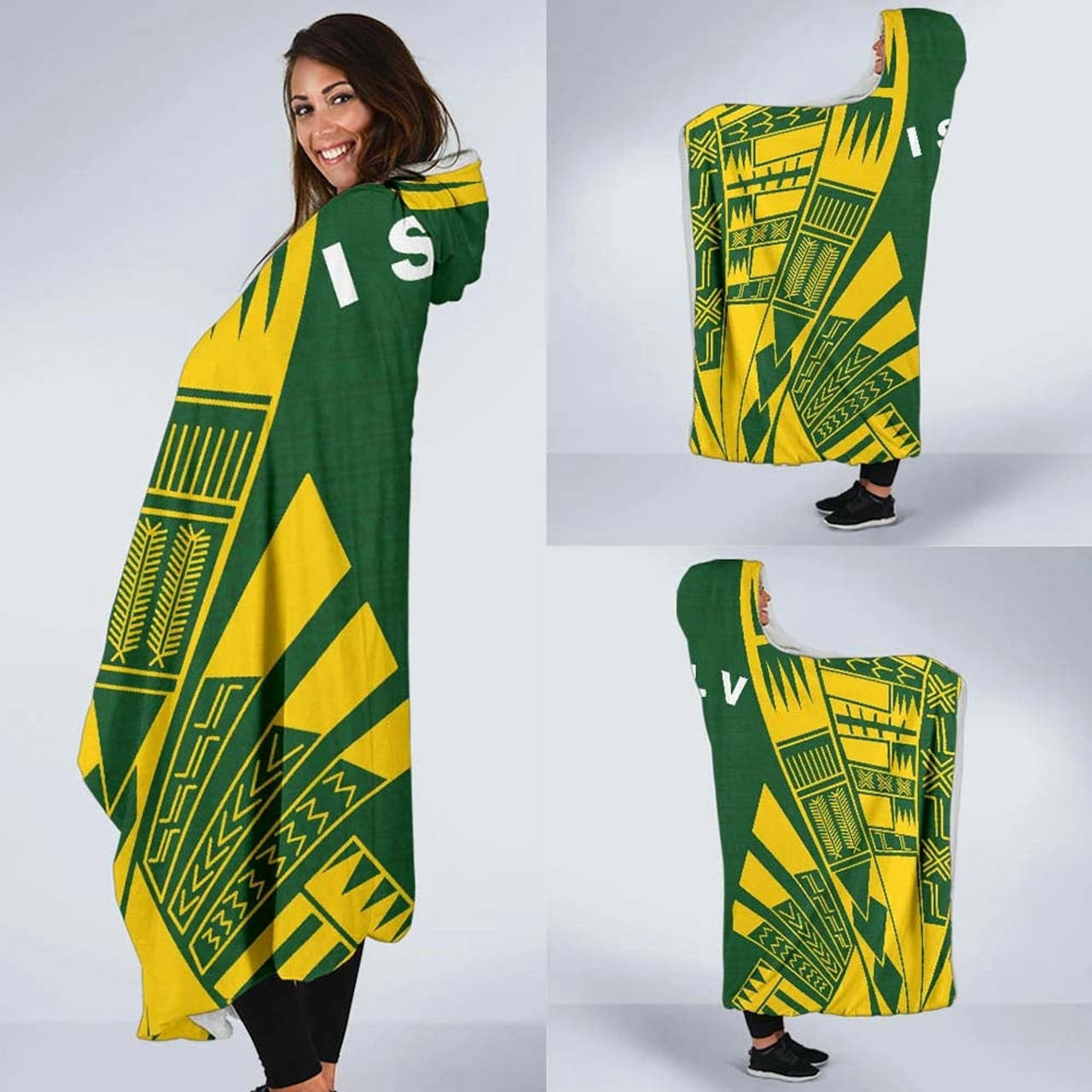 Society Islands Hooded Blanket - Polynesian Tattoo Flag 2