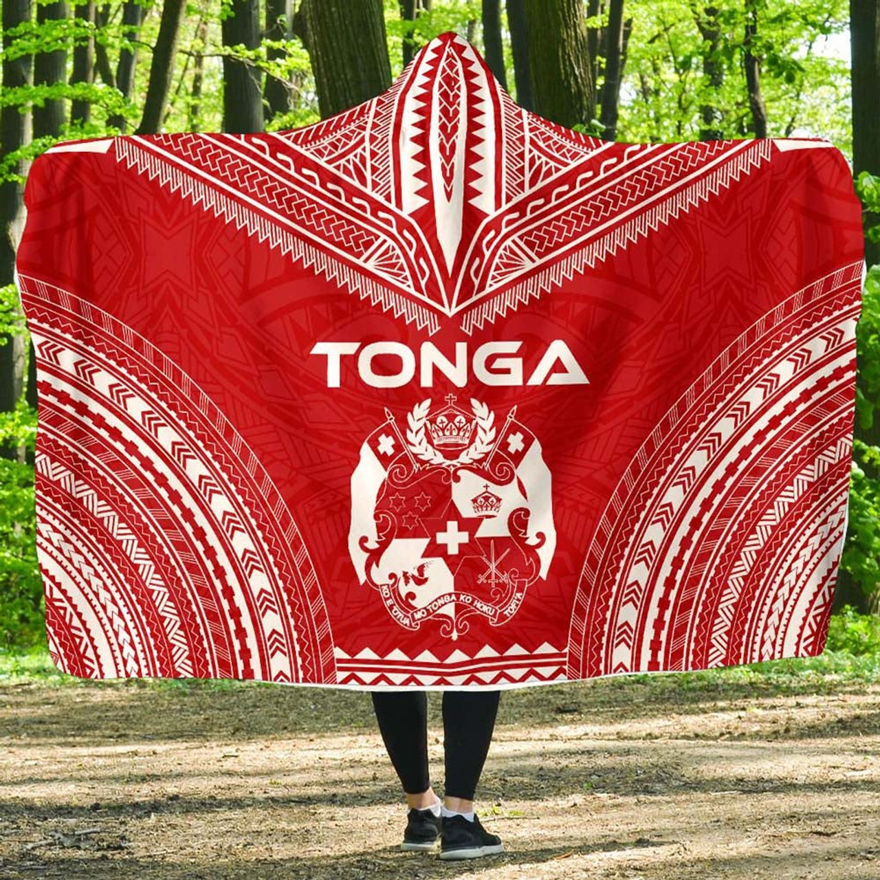 Tonga Flag Polynesian Chief Hooded Blanket 1