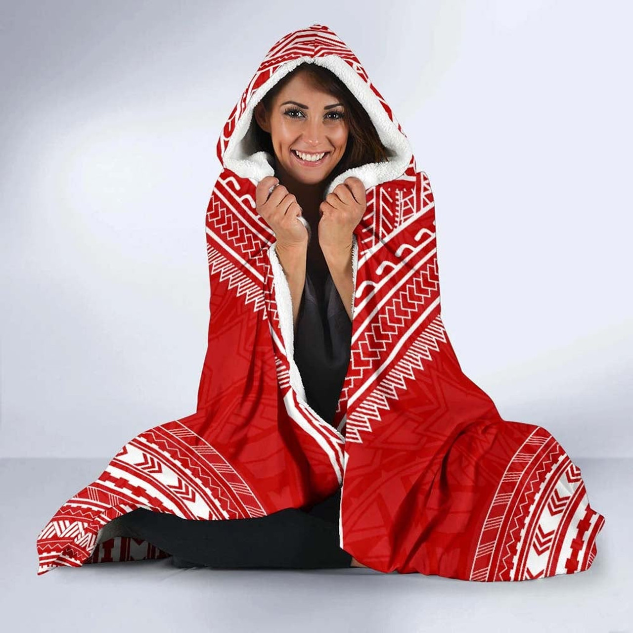 Tonga Flag Polynesian Chief Hooded Blanket 3