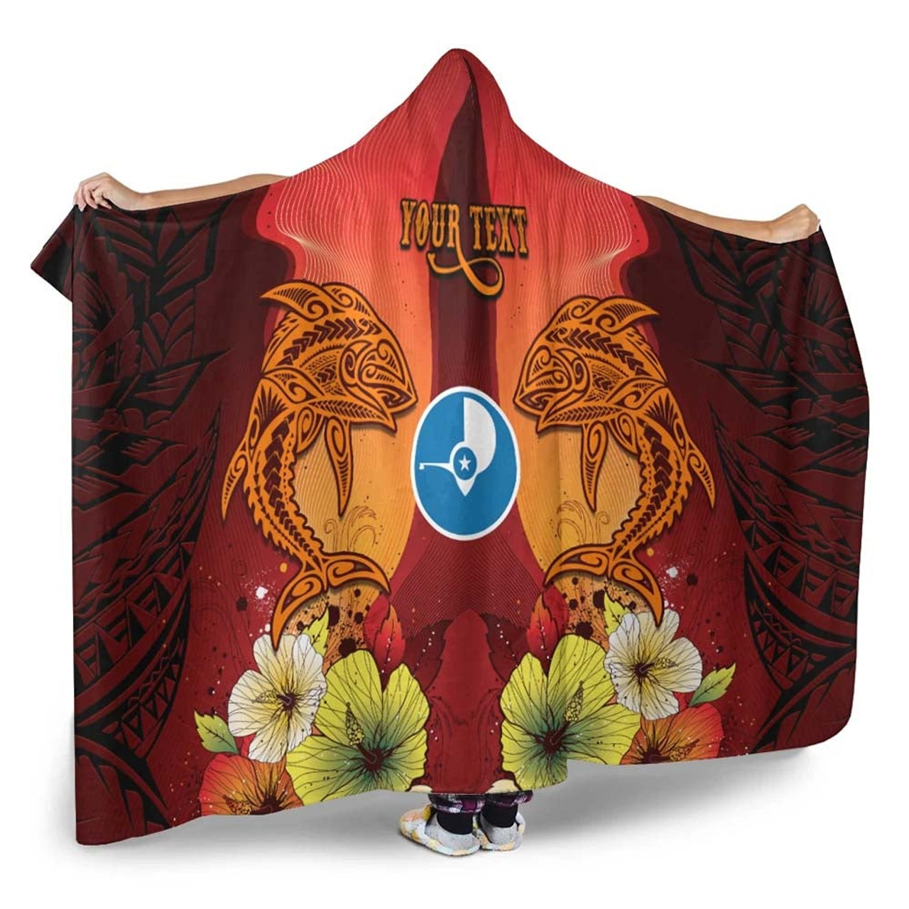 Yap Custom Personalised Hooded Blankets - Tribal Tuna Fish 2