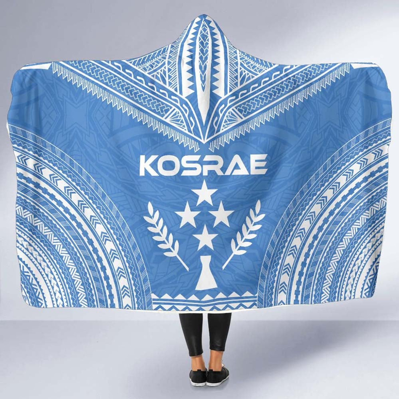 Kosrae Flag Polynesian Chief Hooded Blanket 5