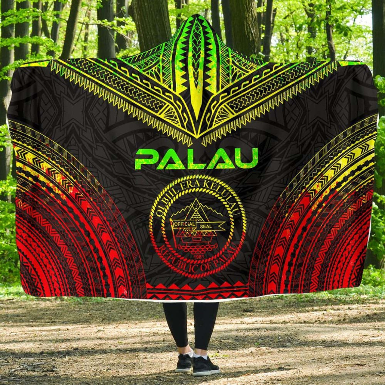 Palau Polynesian Chief Hooded Blanket - Reggae Version 1