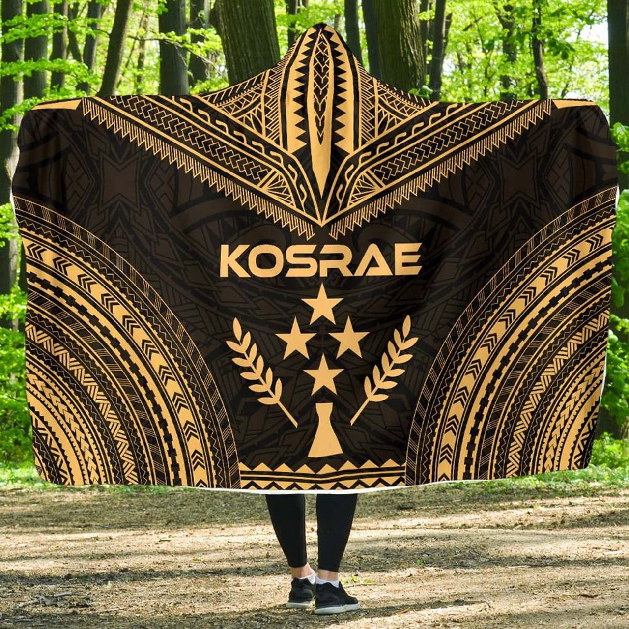 Kosrae Polynesian Chief Hooded Blanket - Gold Version 1