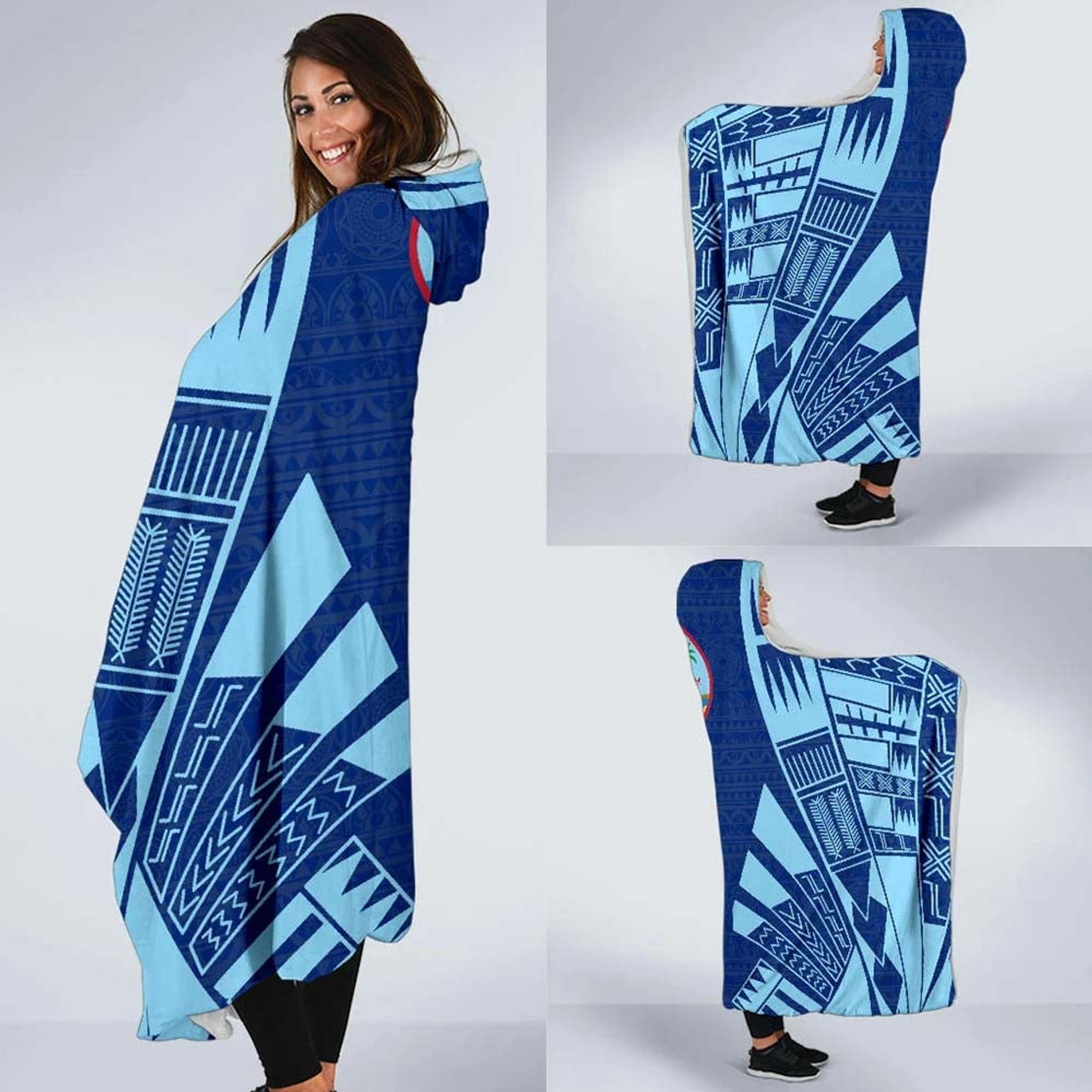 Guam Hooded Blanket - Polynesian Tattoo Flag 2