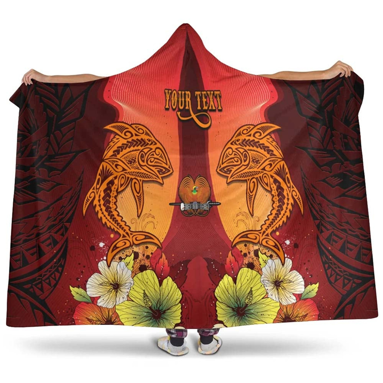 Papua New Guinea Custom Personalised Hooded Blankets - Tribal Tuna Fish 1