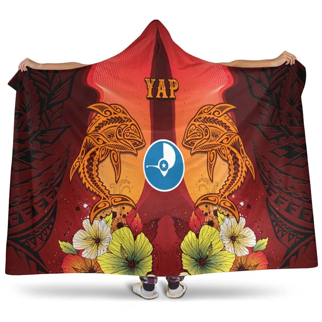 Yap Hooded Blankets - Tribal Tuna Fish 1