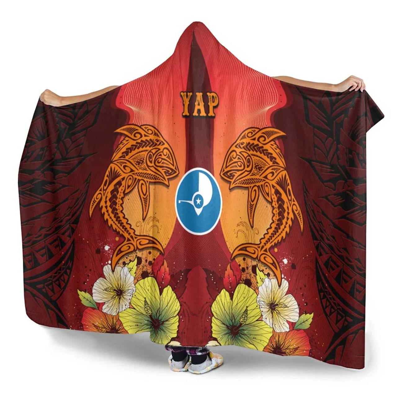 Yap Hooded Blankets - Tribal Tuna Fish 3