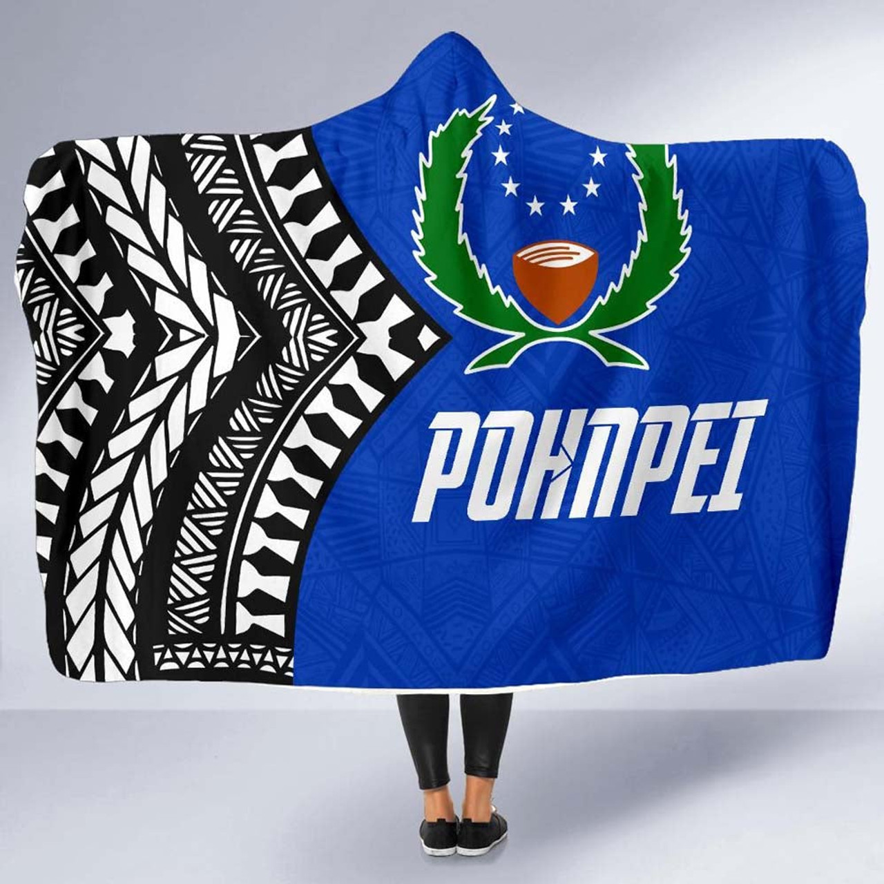 Pohnpei Flag Economy Hooded Blanket Micronesian Pattern 5