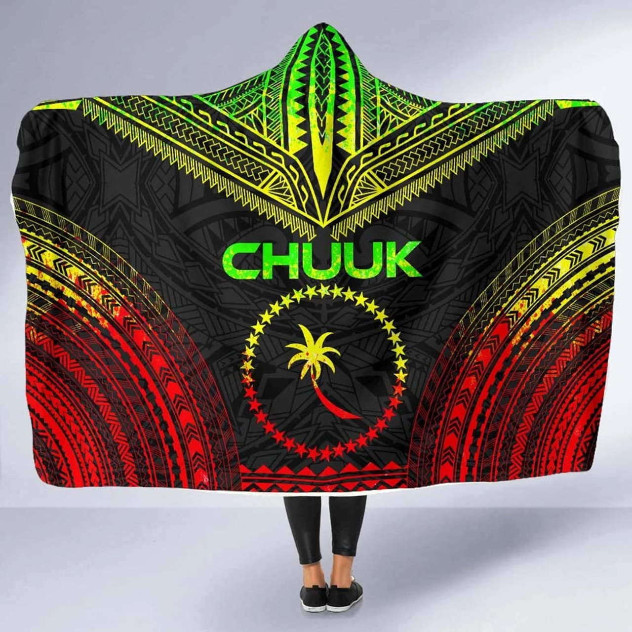 Chuuk Polynesian Chief Hooded Blanket - Reggae Version 5