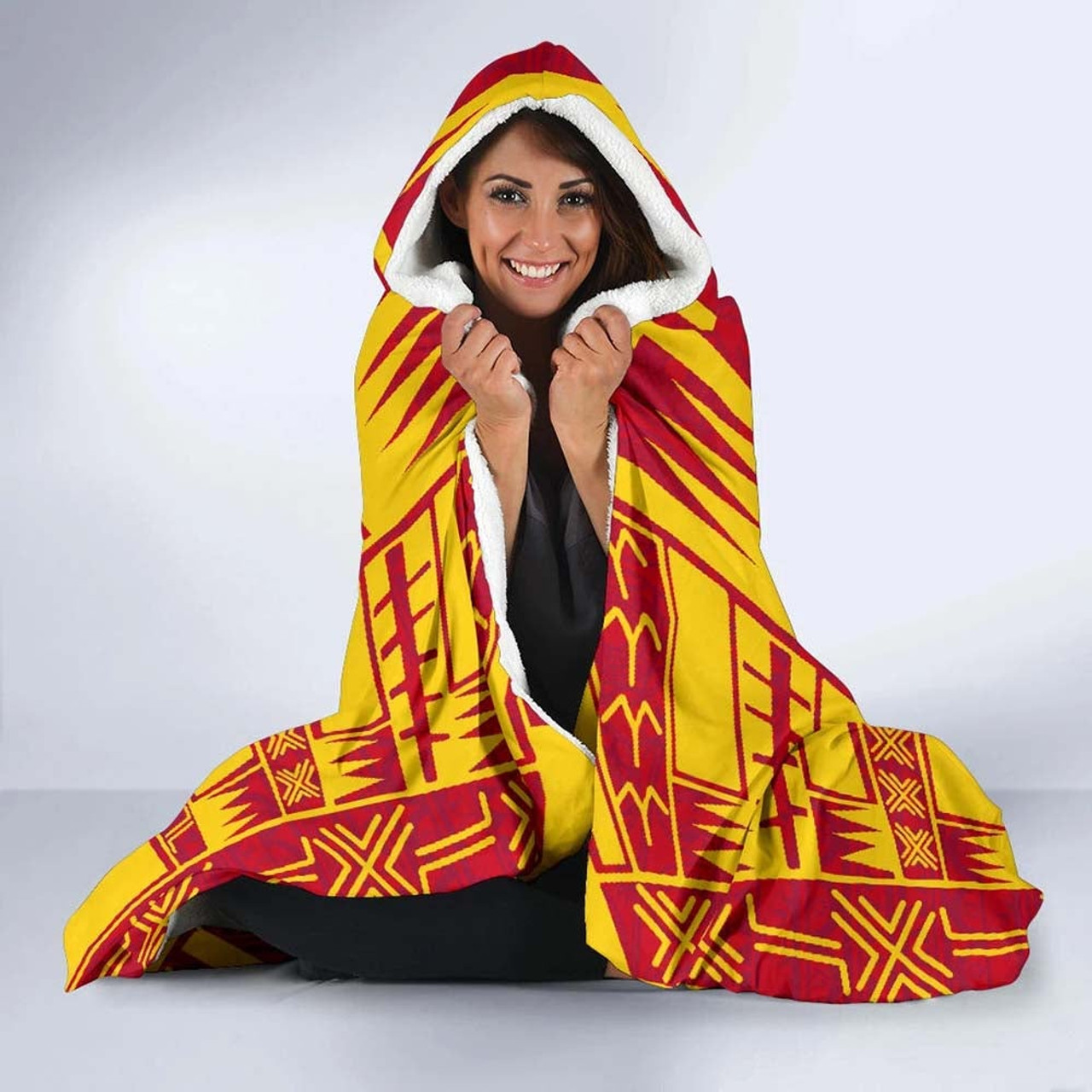 Kiribati Hooded Blanket - Polynesian Tattoo Flag 3