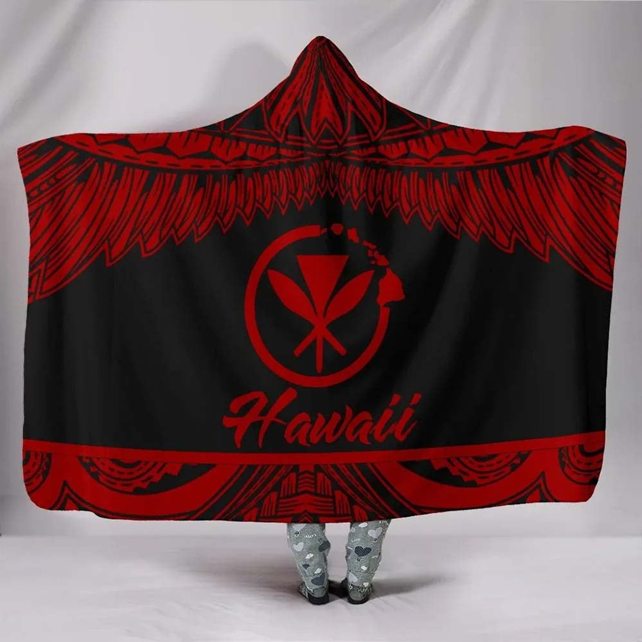 Hawaii Polynesian Hooded Blanket - Hawaii Pride Red Version 1