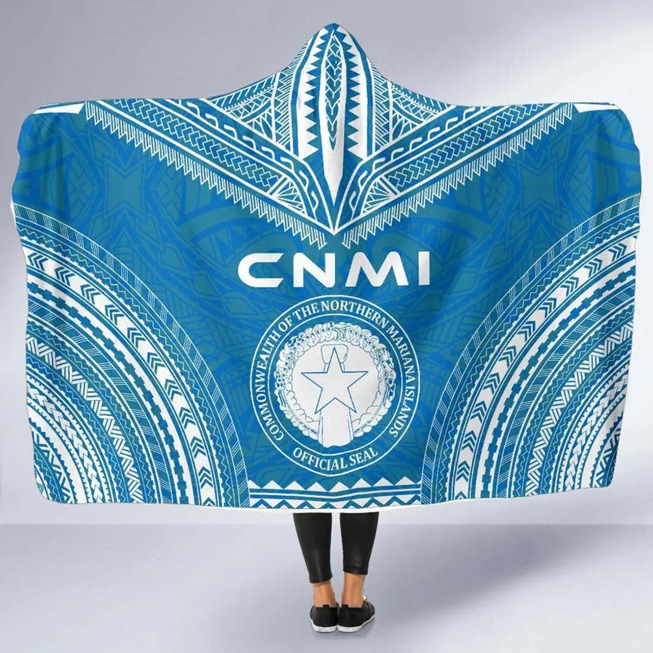 Northern Mariana Islands Flag Polynesian Chief Hooded Blanket 5