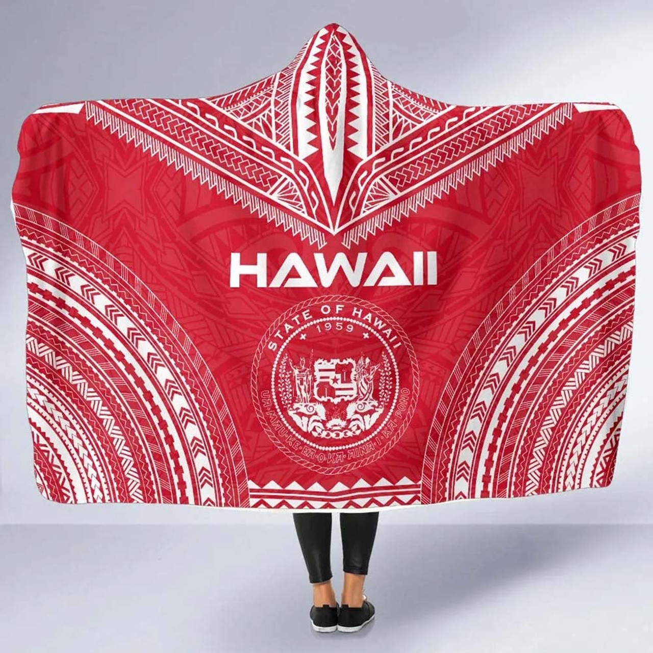 Hawaii Flag Polynesian Chief Hooded Blanket 5