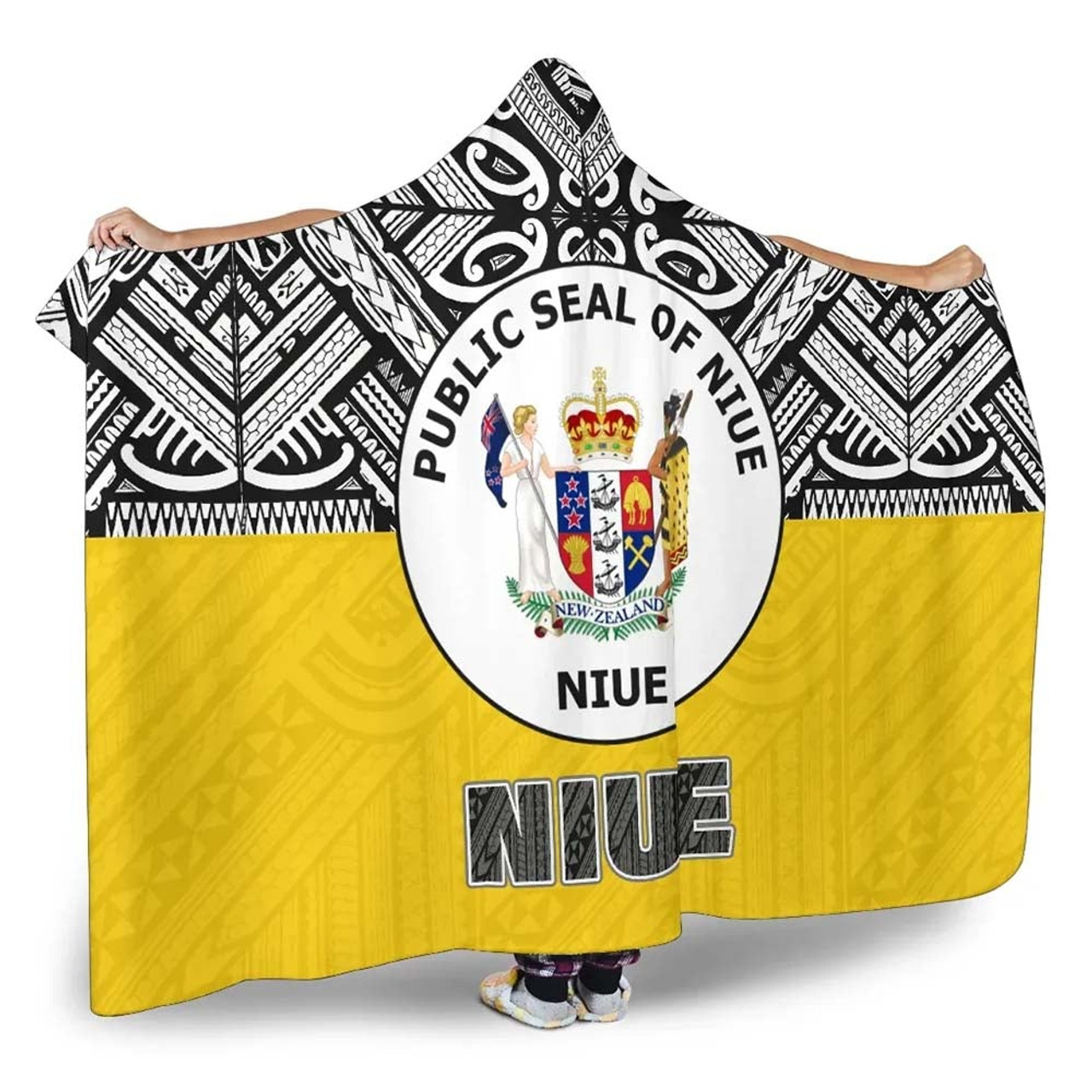 Niue Hooded Blanket - Polynesian Design 2